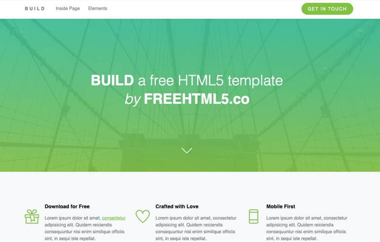 Build - A Free Retina Ready Template